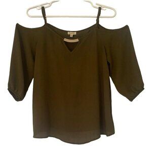 Lily White, Blouse with 3/4 sleeves, for women, Green color, polyester, size S.